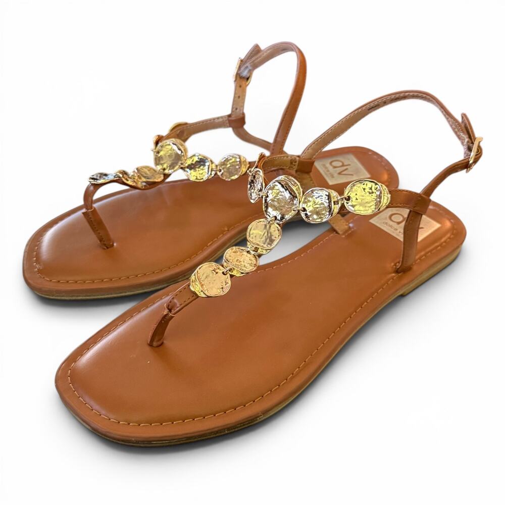 Dolce Vita DV Brown Jorjie Hammered Metal Sandal Size 9